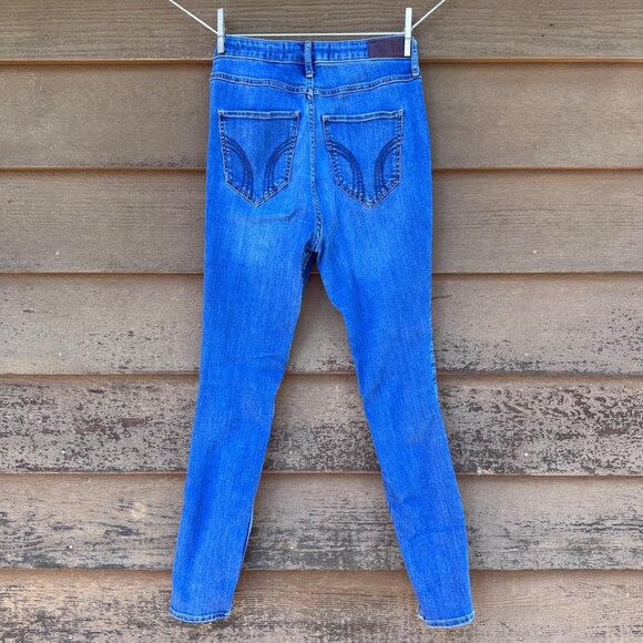 Hollister Curvy Ultra High-Rise Super Skinny Womens Ripped Blue Jeans W28 L30 Si - Picture 3 of 12